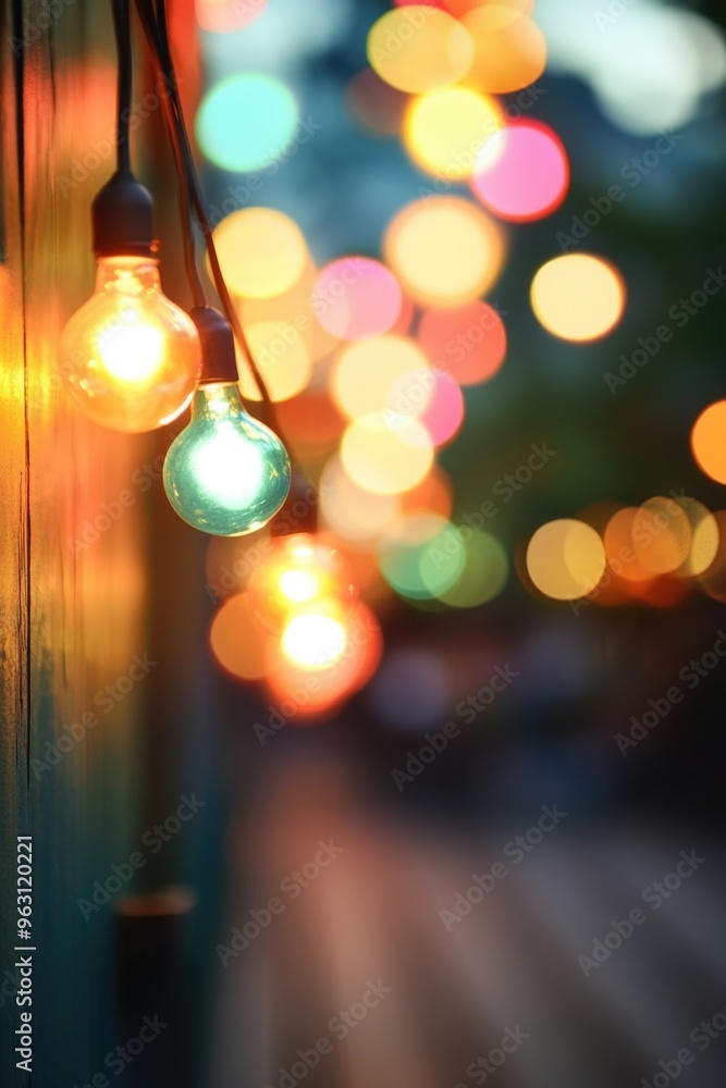 Multicolored blurred defocused background of an amusement park or state fair, with glowing bokeh lights in the evening Multicolored blurred defocused background of an amusement park or state fair, with glowing bokeh lights in the evening