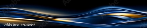 Elegant Abstract Blue and Gold Wave Pattern: Creative Marketing Background with Flowing Lines. High-Quality 4K Wallpaper for Tech-Inspired Decorative Art and Promotional Campaigns. AI-Generated Design