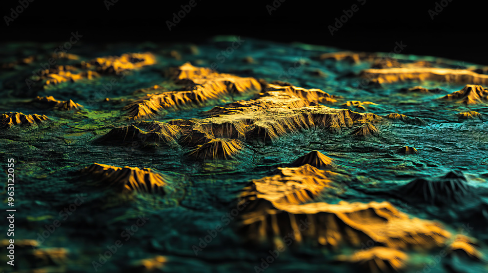 Technical aerial visual, 3D LiDAR GIS aerial map satellite scan model ...