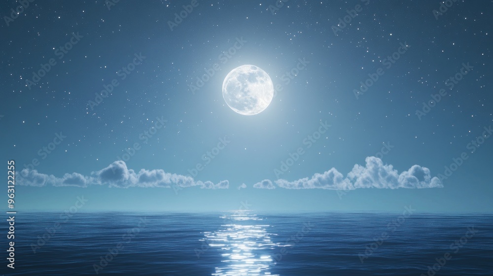 Serene Night Sky over the Ocean Serene Night Sky over the Ocean