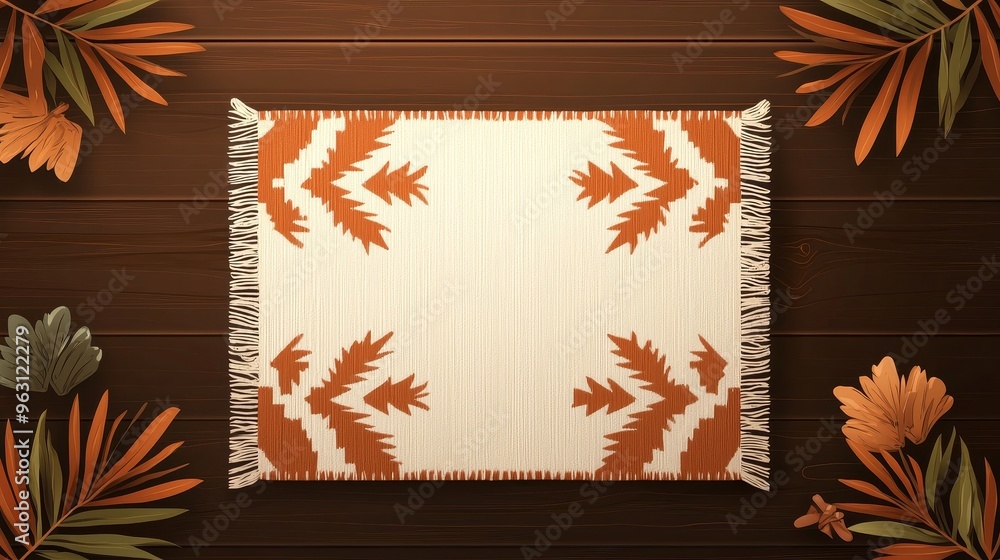 Labeled handwoven rug, intimate and detailed, flat design illustration Labeled handwoven rug, intimate and detailed, flat design illustration