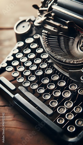 Vintage typewriter on a wooden table