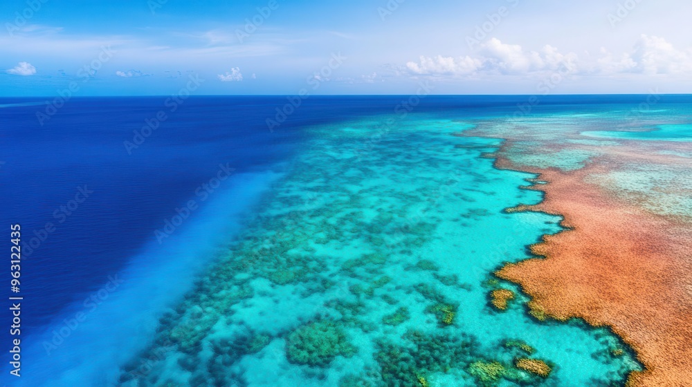 Obraz premium Aerial view of vibrant coral reef patterns