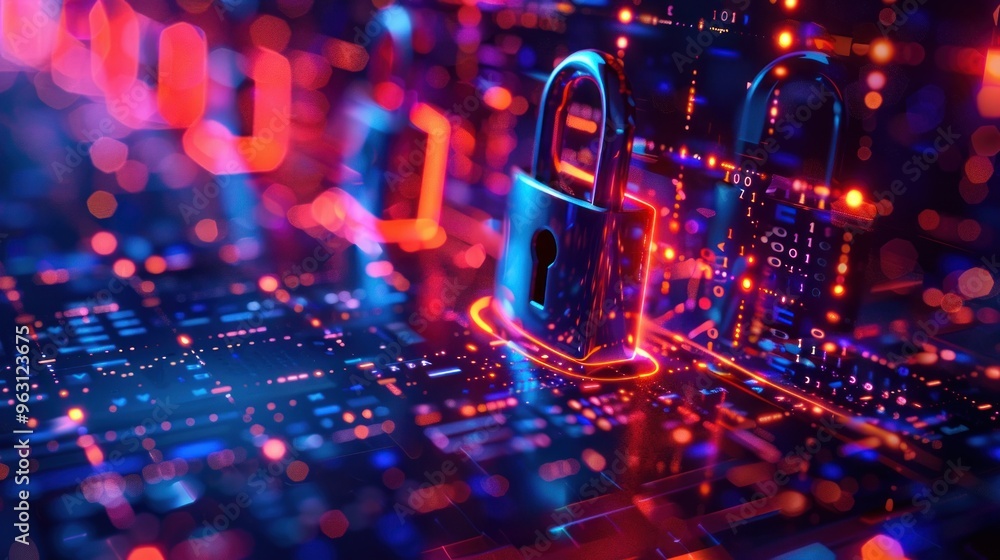 Cybersecurity Digital Technology Security 3D Illustration . Cybersecurity Digital Technology Security 3D Illustration .