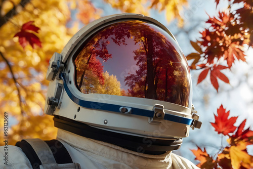 Wallpaper Mural Reflection of autumn in forest on an astronaut visor helmet Torontodigital.ca