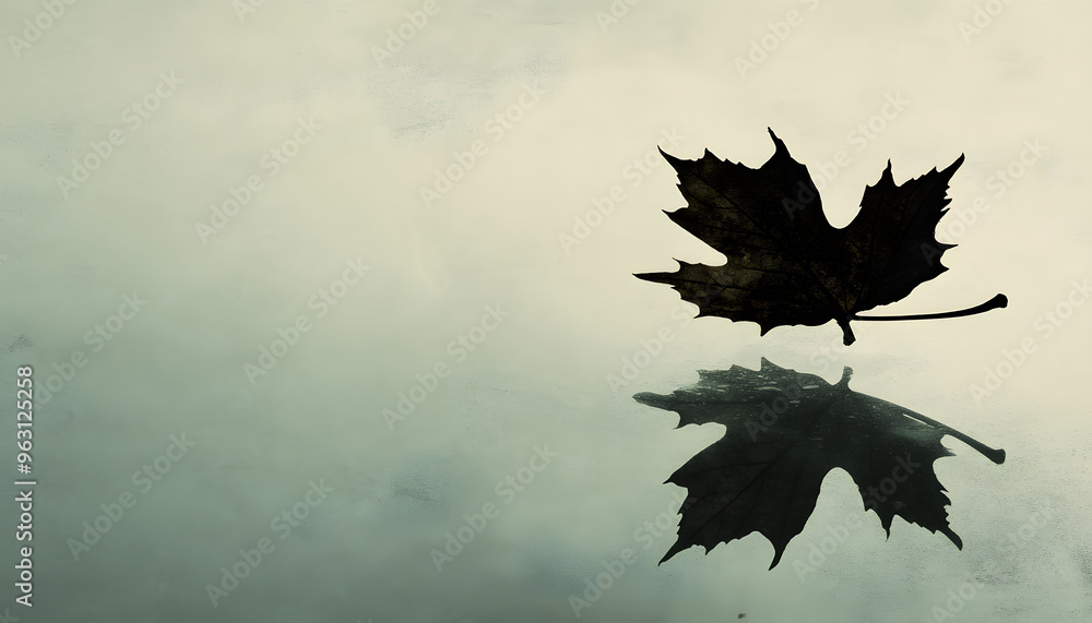Fototapeta premium A light, abstract silhouette of an object, like a leaf or mountain, blended into the background color