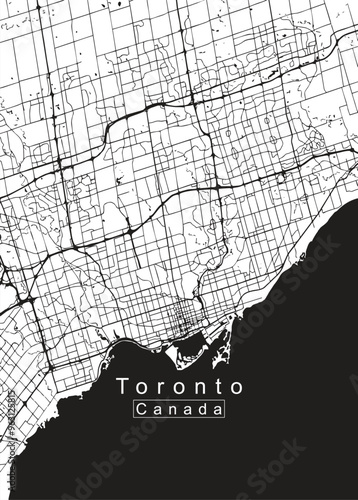 Vector map illustration of Toronto, Canada
