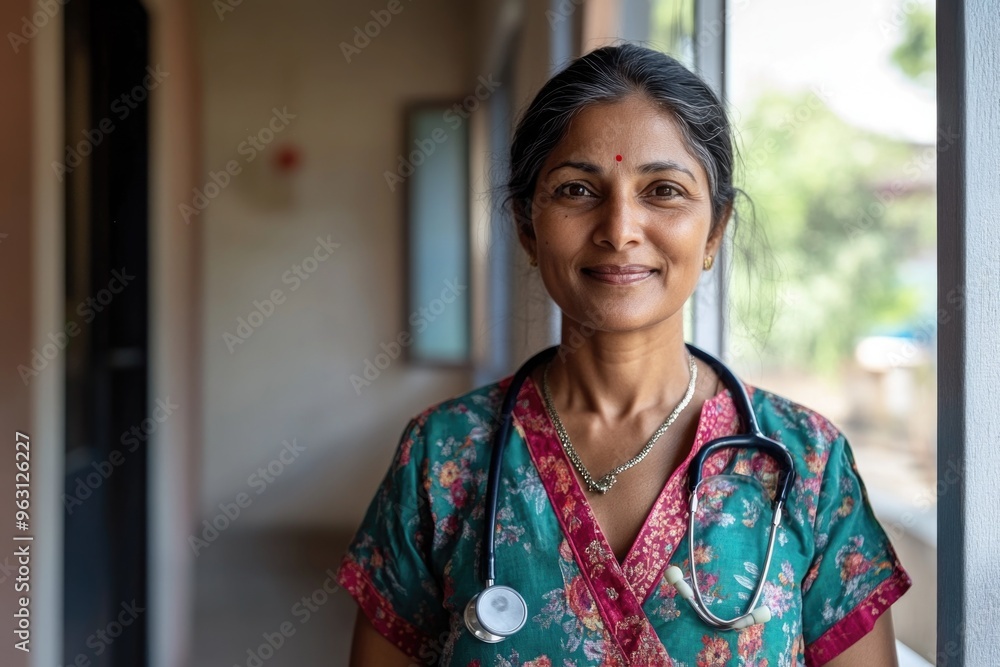 Portrait of a happy Indian female doctor smiling at the camera Portrait of a happy Indian female doctor smiling at the camera