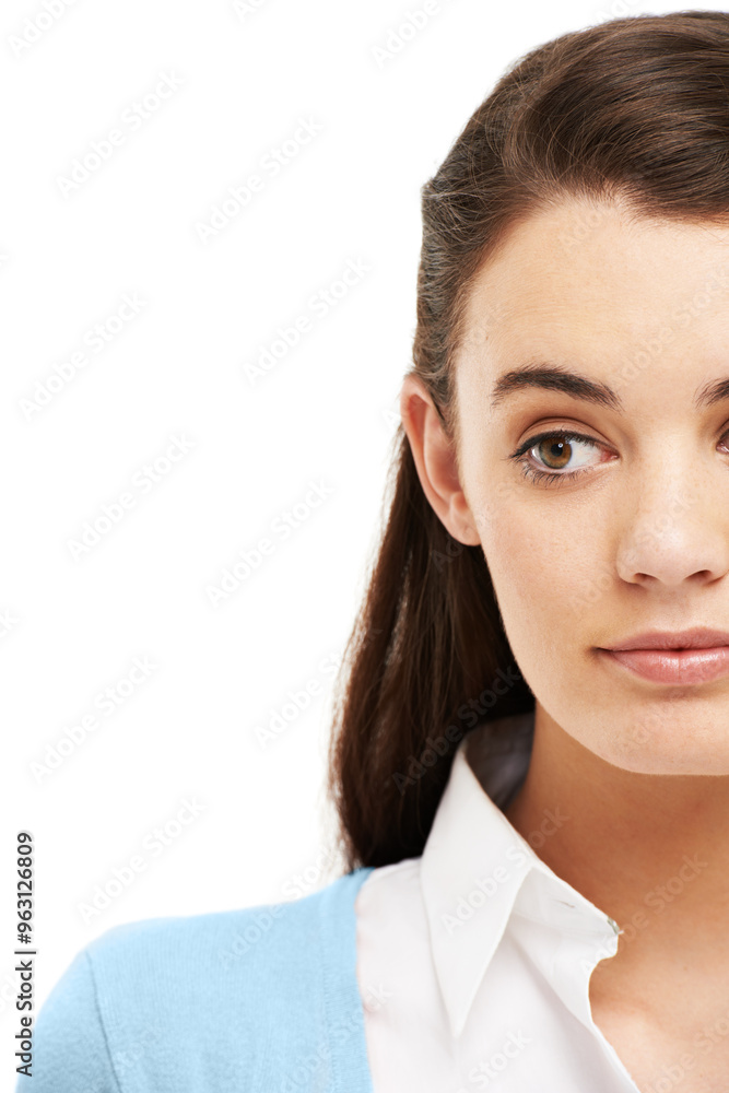 Woman, depression and mental health as university student with thinking, anxiety or autism. Female person, adhd and wellness in stimming, process or comfort as stress or condition on white background Woman, depression and mental health as university student with thinking, anxiety or autism. Female person, adhd and wellness in stimming, process or comfort as stress or condition on white background