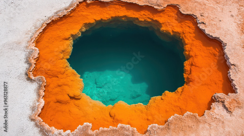 Microbial life thriving in a hot spring, displaying extremophiles in unique environments, Microorganisms, Extreme habitats photo