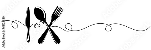 Line art cutlery with a background