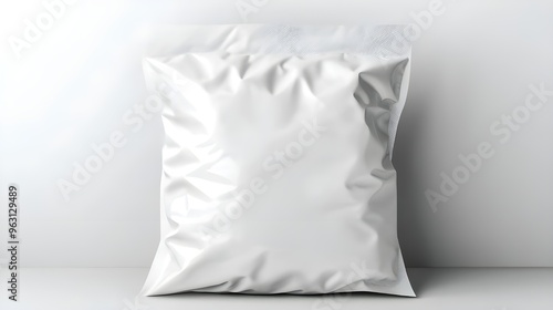 Blank White Aluminum Foil Pouch Bag Mockup.