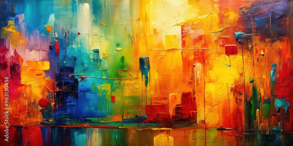 Obraz premium Abstract oil painting with bright, bold colors and expressive textures , vibrant, abstract, oil painting, colorful