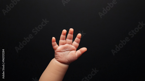 Newborn baby reaching out