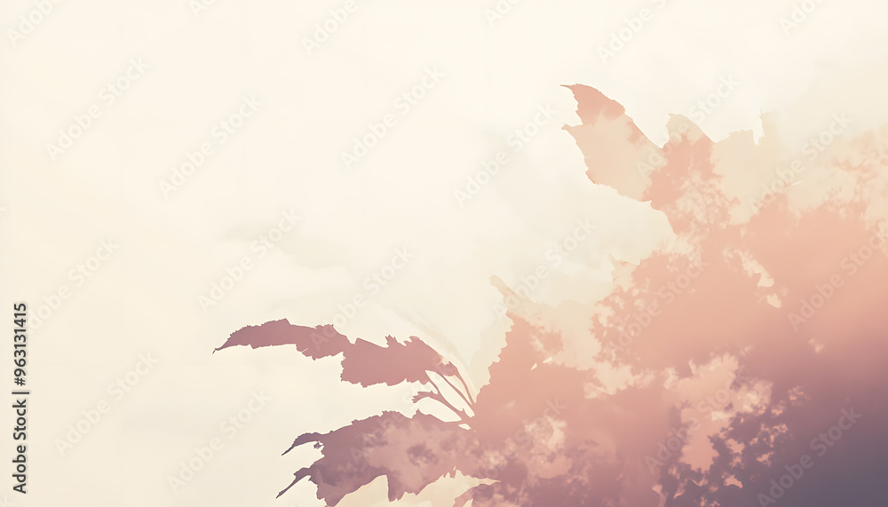 Obraz premium A light, abstract silhouette of an object, like a leaf or mountain, blended into the background color.