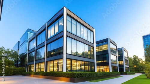 Modern eco-friendly office building exterior