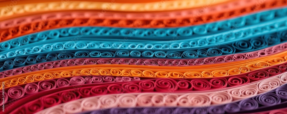 Close-up of intricate paper quilling art Close-up of intricate paper quilling art