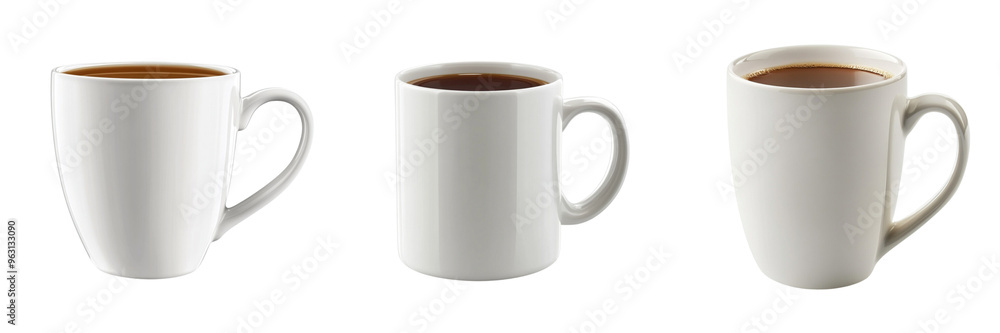 Set of An elegant espresso coffee cup with a saucer placed on a marble countertop isolated on transparent background Set of An elegant espresso coffee cup with a saucer placed on a marble countertop isolated on transparent background