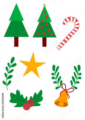 Christmas icons set colorful
