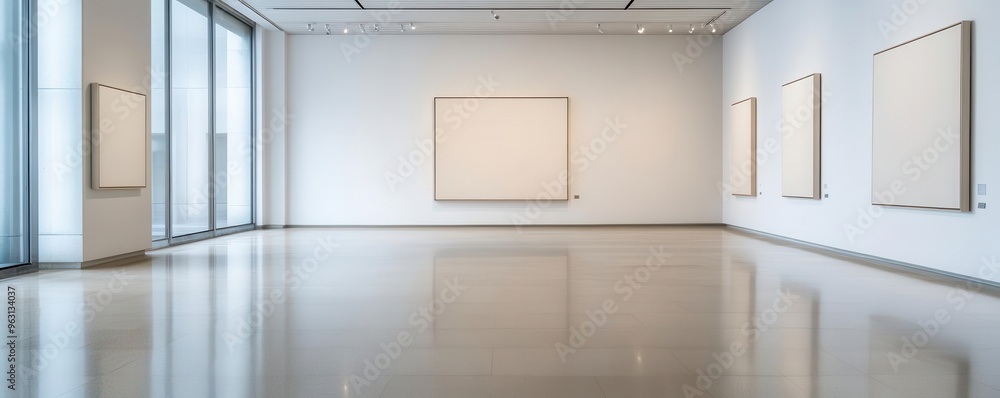 Serene minimalist art gallery interior Serene minimalist art gallery interior