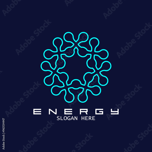 Modern energy logo and business card design. Technology vector illustration. digital, virus, molecule, solution, positive, modern, energy, icon, etc.