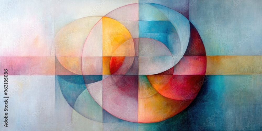 Colorful abstract modern art background with overlapping circular shapes in various hues Colorful abstract modern art background with overlapping circular shapes in various hues