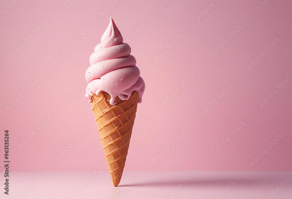 a photo of ice cream on a pink background made with generative AI a photo of ice cream on a pink background made with generative AI
