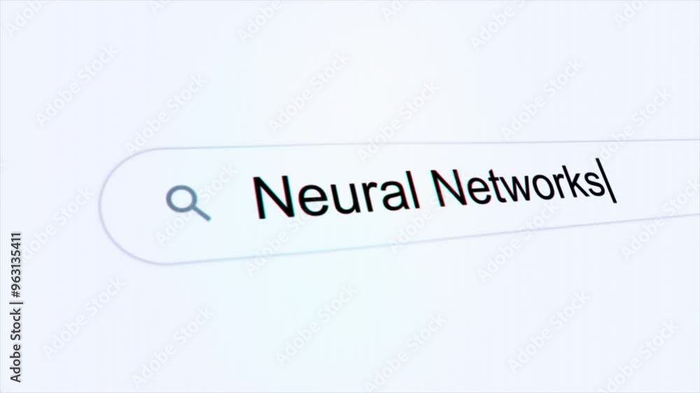 Neural Networks typing on internet search bar computer screen Neural Networks typing on internet search bar computer screen