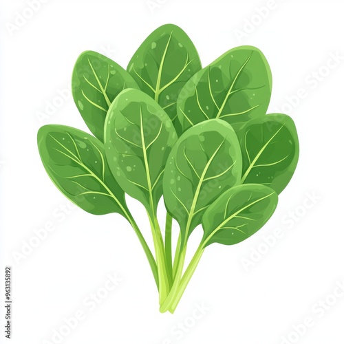 Fresh Spinach Bunch in Flat Design Style on White Background - Simple and Minimalistic Greens Arrangement photo