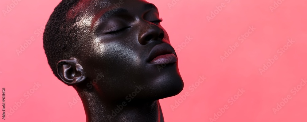 Portrait of serene young man with glossy