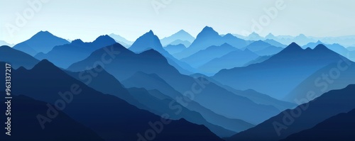 Serene Mountain Ranges in Blue Hues