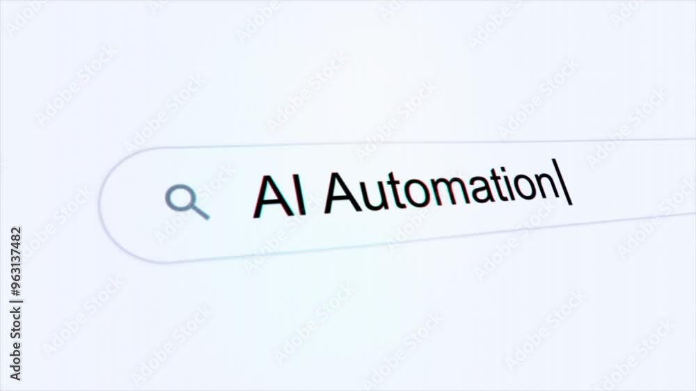 AI Automation typing on internet search bar computer screen AI Automation typing on internet search bar computer screen