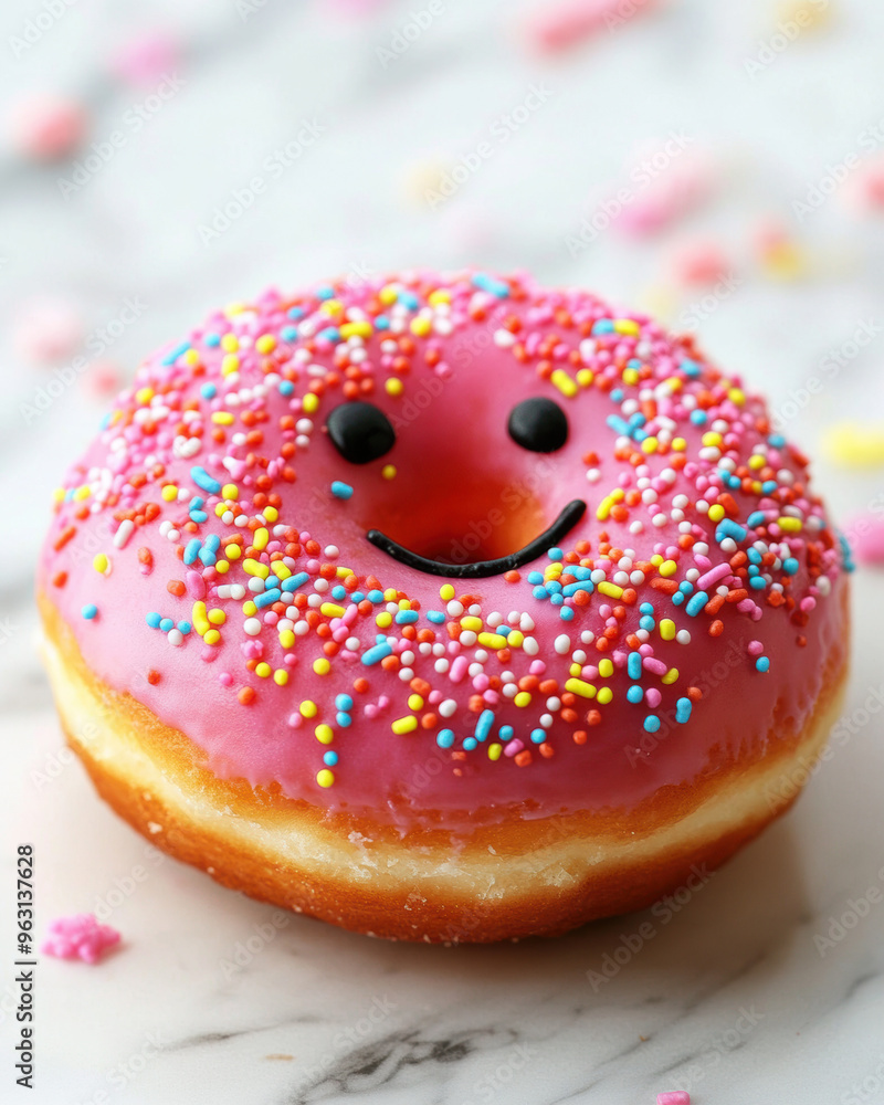 Pink Donut with Sprinkles. Pink Donut with Sprinkles.