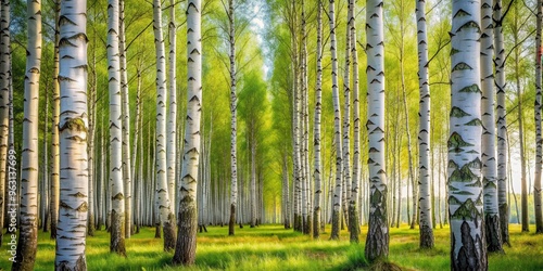 Majestic silver birch trees in a tranquil forest setting, nature, trees, silver birch, forest, tranquil, peaceful, serene photo