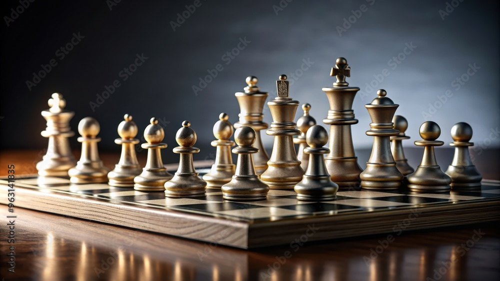 Minimalist chessboard with select pieces highlighting critical moments on World Chess Day, Chess Minimalist chessboard with select pieces highlighting critical moments on World Chess Day, Chess