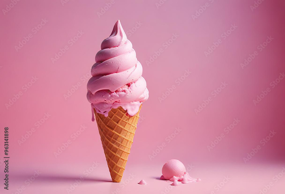a photo of ice cream on a pink background made with generative AI a photo of ice cream on a pink background made with generative AI