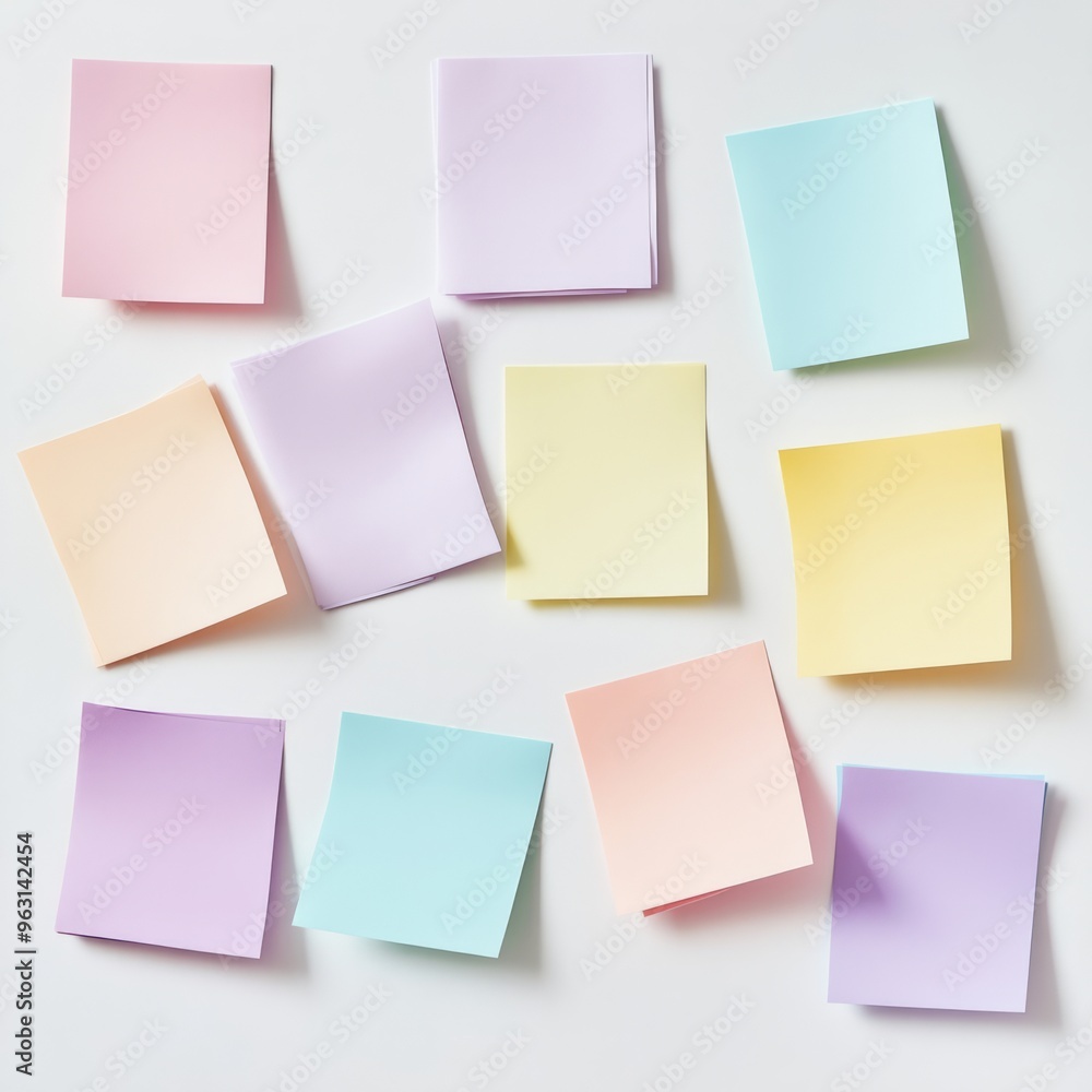 Colorful Sticky Notes on White Background - Overhead View Editorial Photography Colorful Sticky Notes on White Background - Overhead View Editorial Photography
