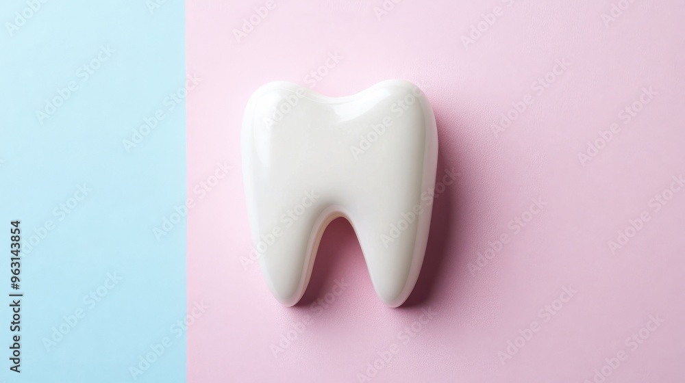 A bright white tooth-shaped design against a pastel background, perfect for dental health promotions or educational materials A bright white tooth-shaped design against a pastel background, perfect for dental health promotions or educational materials