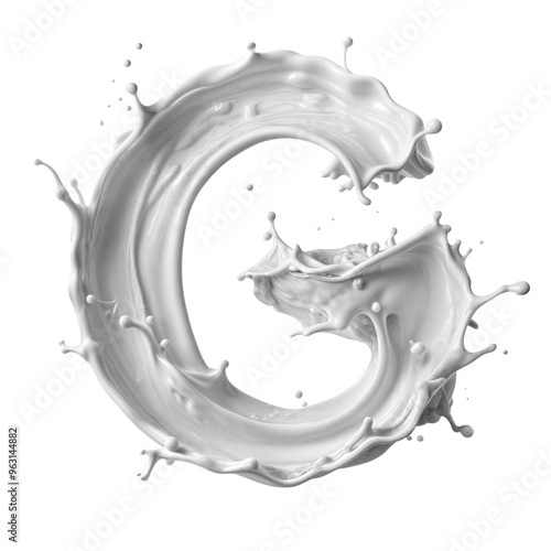 Letter G, from milk and paint, dynamics