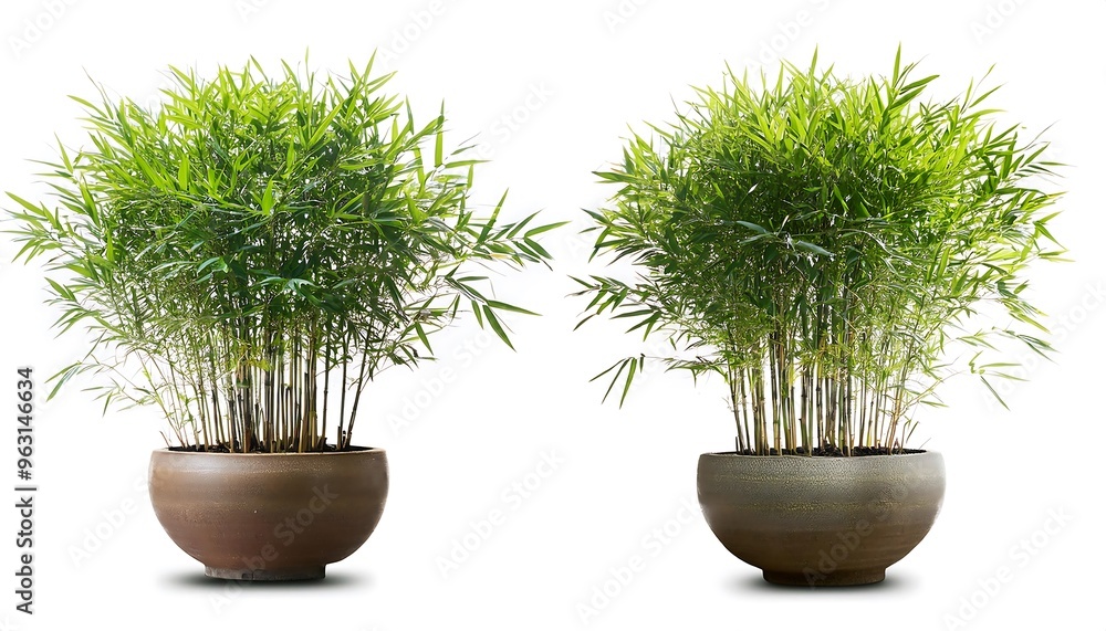 Full Depth of Field in Clipping Path for Potted Bamboo Plants- - Bamboo in pots isolated Full Depth of Field in Clipping Path for Potted Bamboo Plants- - Bamboo in pots isolated