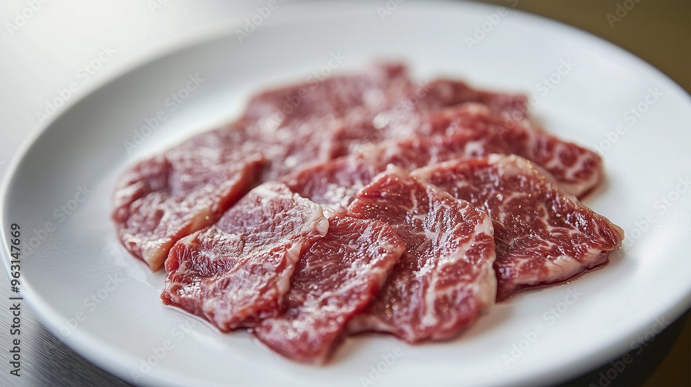 プレートに乗った焼き肉のクロースアップ プレートに乗った焼き肉のクロースアップ