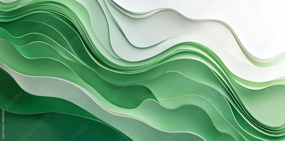 Abstract green and white wavy background. Abstract green and white wavy background.