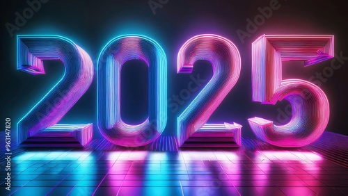 2025 Neon Futuristic Countdown with Alien Theme