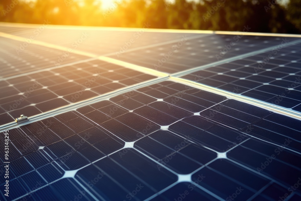 Solar Panel Field with Shadows and Sunlight Patterns Solar Panel Field with Shadows and Sunlight Patterns