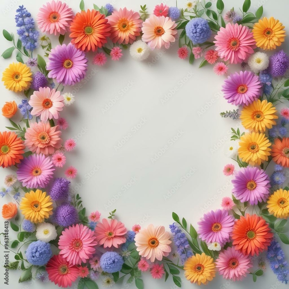 Colorful Flower Frame Greeting Card Design Colorful Flower Frame Greeting Card Design