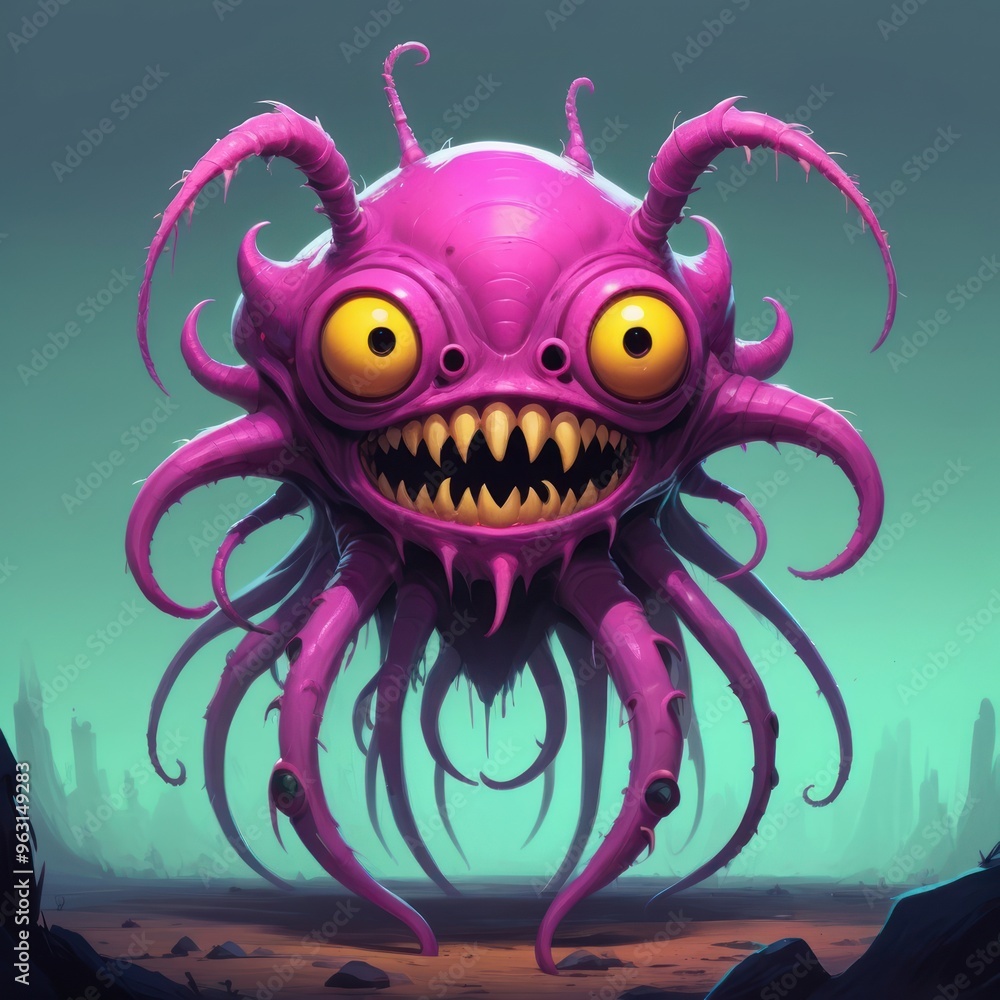 Obraz premium illustration of a fantastic urban tentacles monster