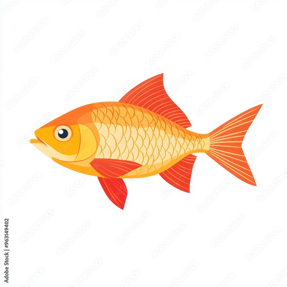Minimalist Swimming Fish Illustration on White Background Minimalist Swimming Fish Illustration on White Background