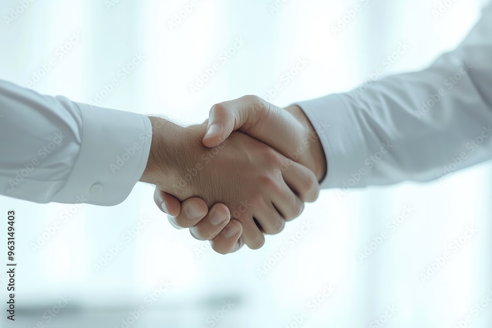 Businessmen Exchanging a Firm Handshake in Modern Office Businessmen Exchanging a Firm Handshake in Modern Office