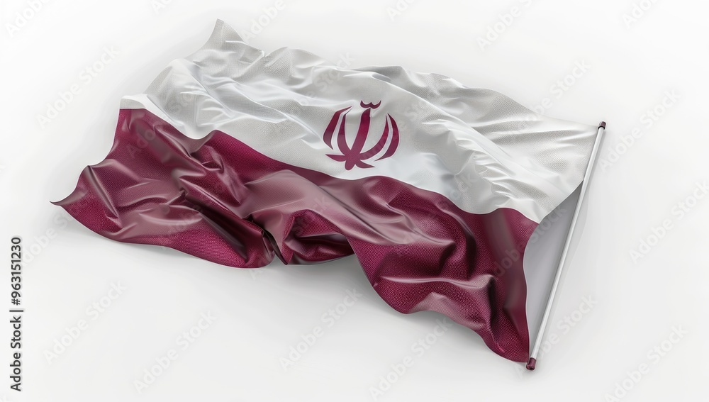 Rendering of the flag fromDooms MSa Qatar on white background Rendering of the flag fromDooms MSa Qatar on white background