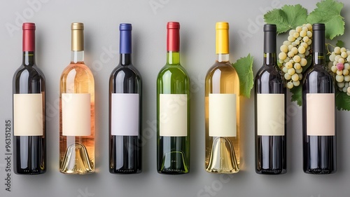 Various wine bottles labeled by grape variety, Fermentation, Finished product